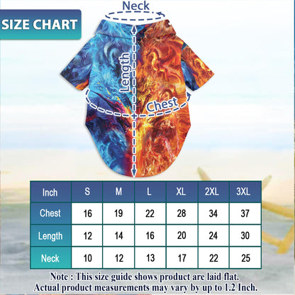 Fire Dragon Matching Dog Owner Hawaiian Shirts, Funny Pet Aloha Shirt for Beach Vacation - Azhawaiian