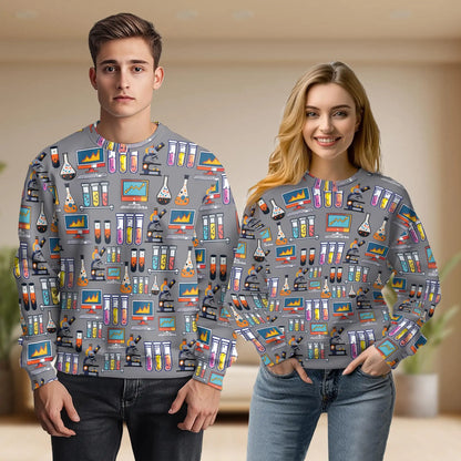 Science Laboratory Sweatshirt – Colorful Graphic 3D All Over Print Design