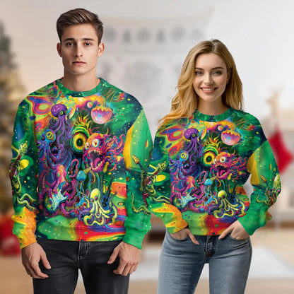 Hippie Octopus Guitar Sweatshirt – Colorful Graphic 3D All Over Print Design