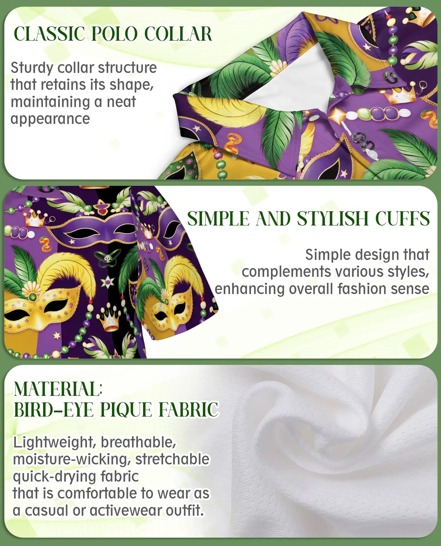 Mardi Gras Mask Pattern Hawaiian Polo Shirt | Azhawaiian
