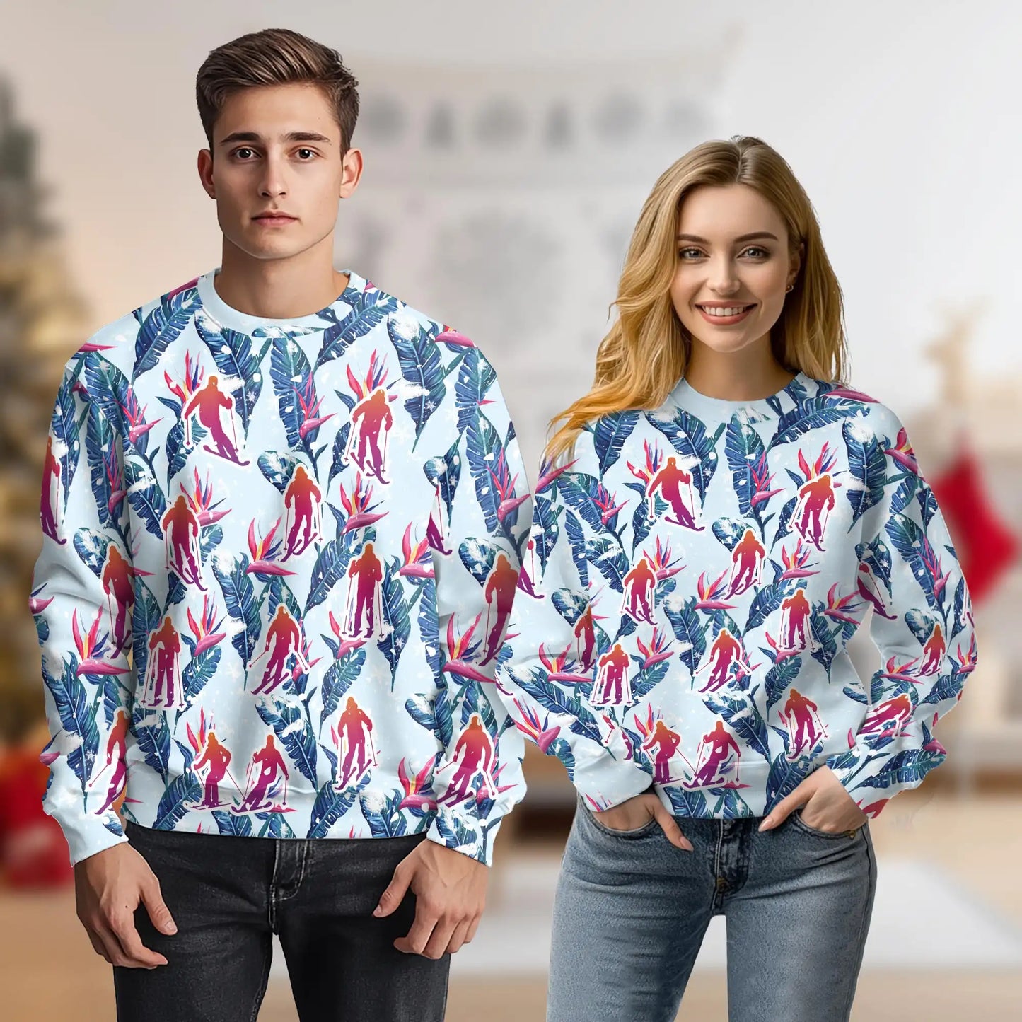 Skiing Palm Sweatshirt – Tropical 3D All Over Print Design