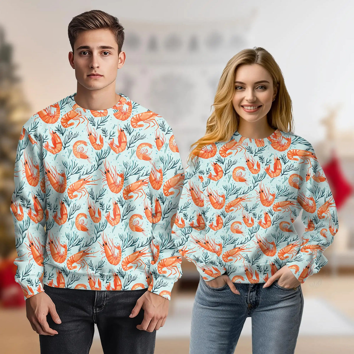 Shrimp Print Sweatshirt – Colorful Graphic 3D All Over Print Design