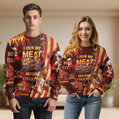 Funny BBQ Grilling Pig Sweatshirt – Colorful Graphic 3D All Over Print Design