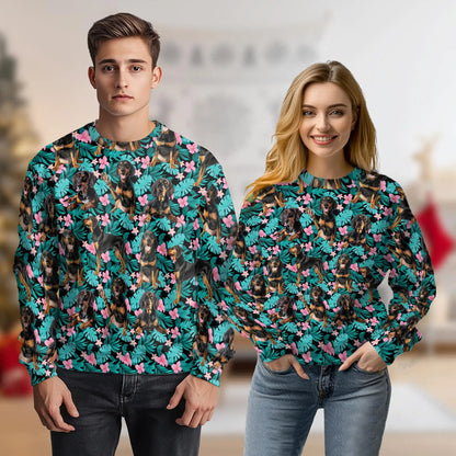 Black and Tan Coonhound Tropical Sweatshirt – Tropical 3D All Over Print Design