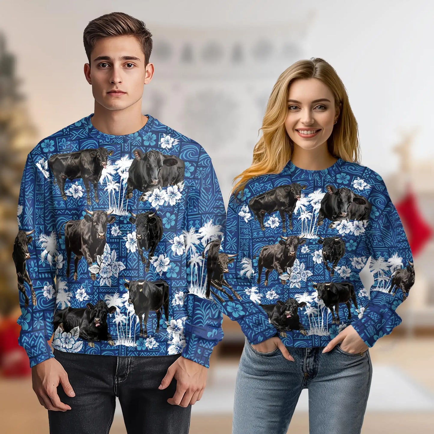 Black Angus Cattle Sweatshirt – Colorful Graphic 3D All Over Print Design