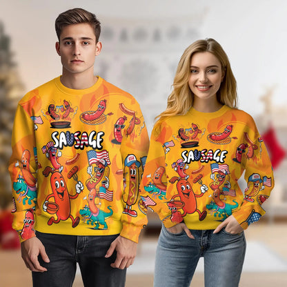 Funny Sausage Sweatshirt – Colorful Graphic 3D All Over Print Design