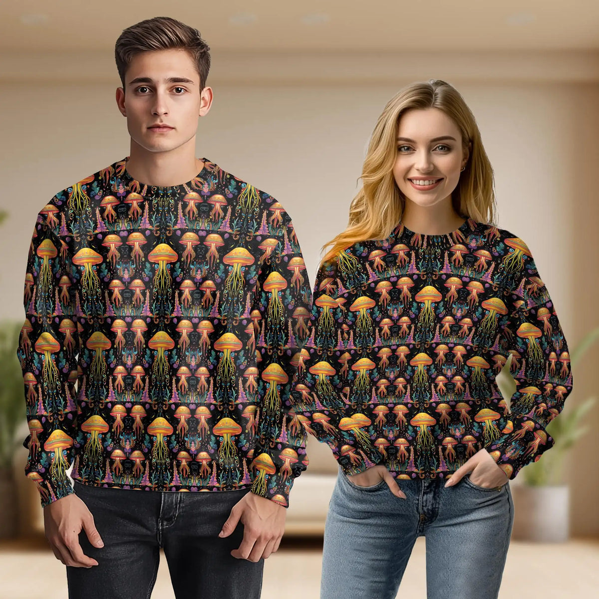 Hippie Jellyfish Sweatshirt – Colorful Graphic 3D All Over Print Design
