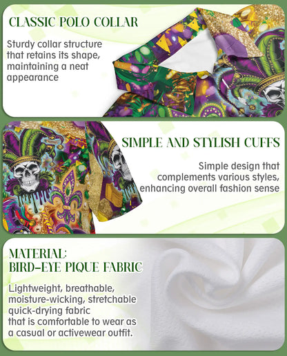 Mardi Gras Skull Jester Hawaiian Polo Shirt | Azhawaiian
