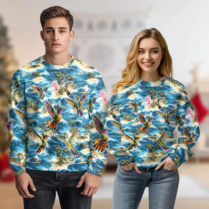 Tropical Beach Waves Hummingbird Sweatshirt – Tropical 3D All Over Print Design