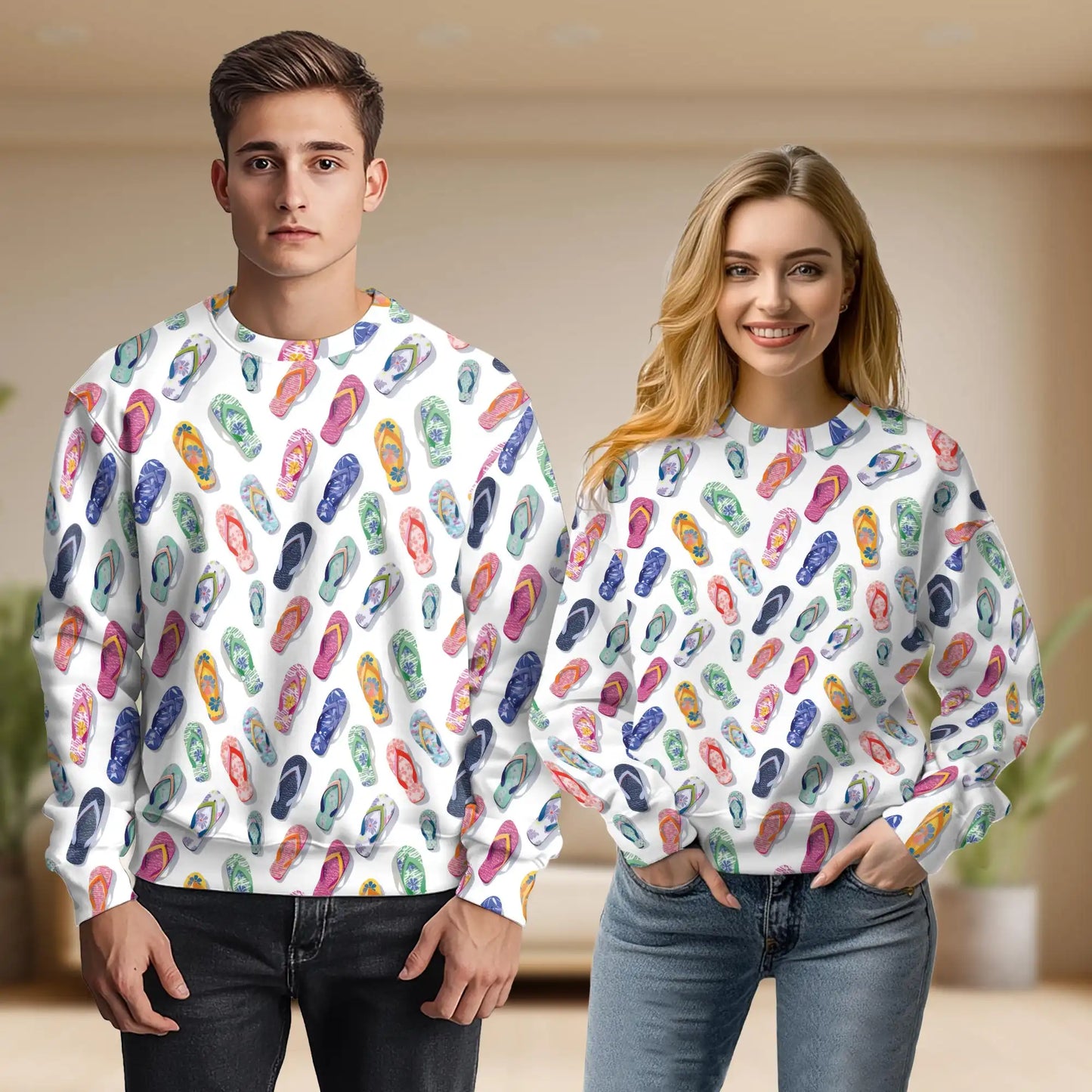 Colorful Flip Flops Sweatshirt – Tropical 3D All Over Print Design