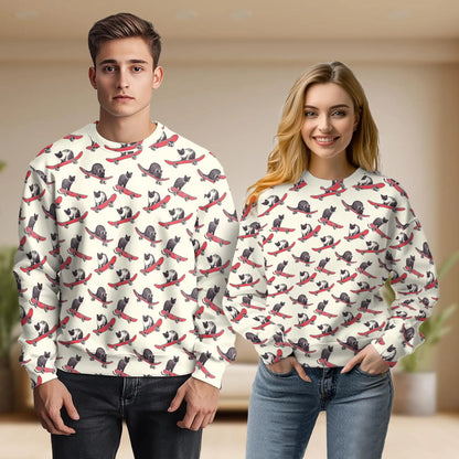 Cats Playing Skateboarding Sweatshirt – Colorful Graphic 3D All Over Print Design