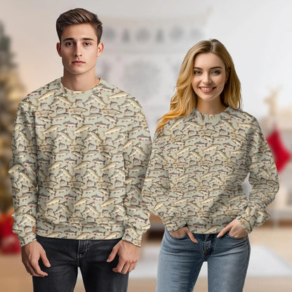 Vintage Trout Fish Pattern Sweatshirt – Vintage 3D All Over Print Design