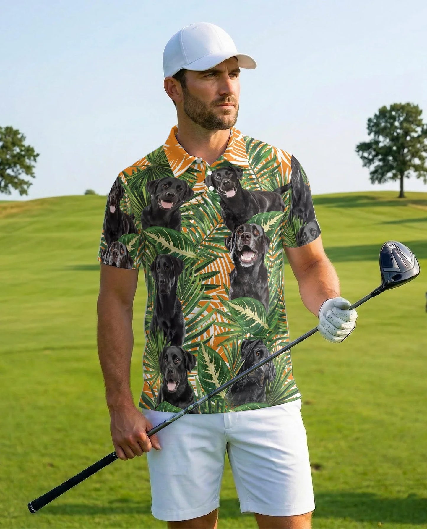 Black Labrador Retriever Polo Shirt for Men, Cute Dog Lover Style | Azhawaiian