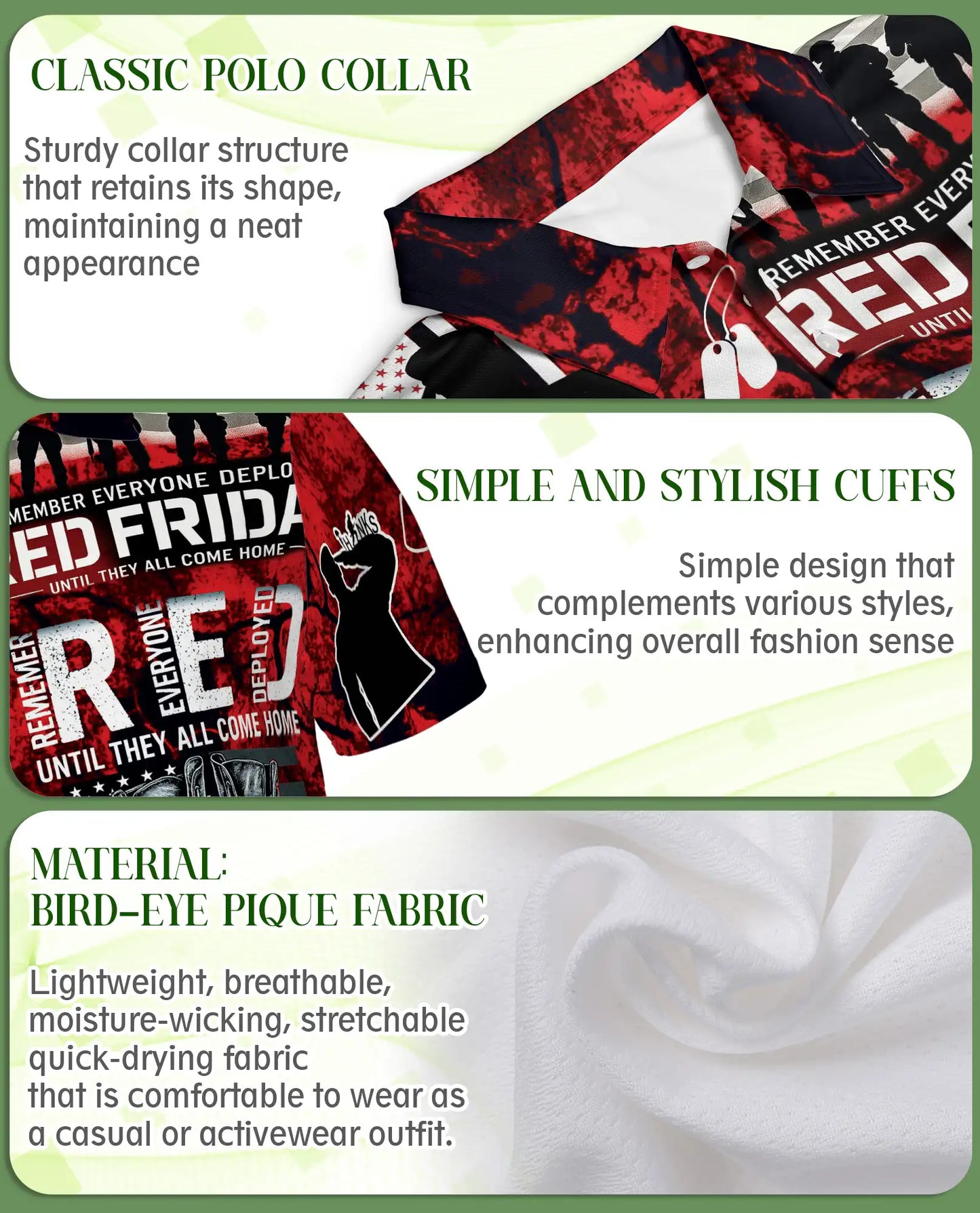 Military Support Patriotic Polo Shirt-Red Friday Inspired Design | Azhawaiian