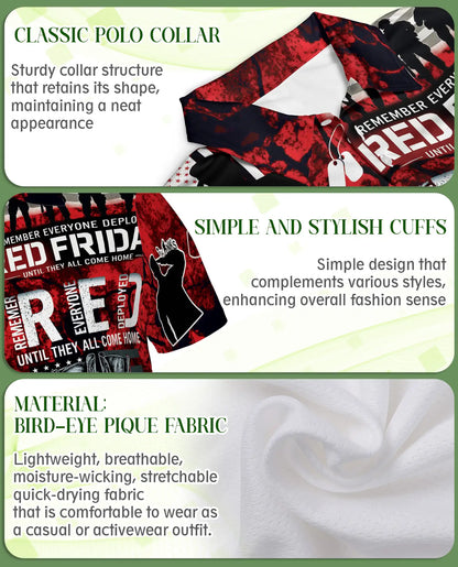 Military Support Patriotic Polo Shirt-Red Friday Inspired Design | Azhawaiian