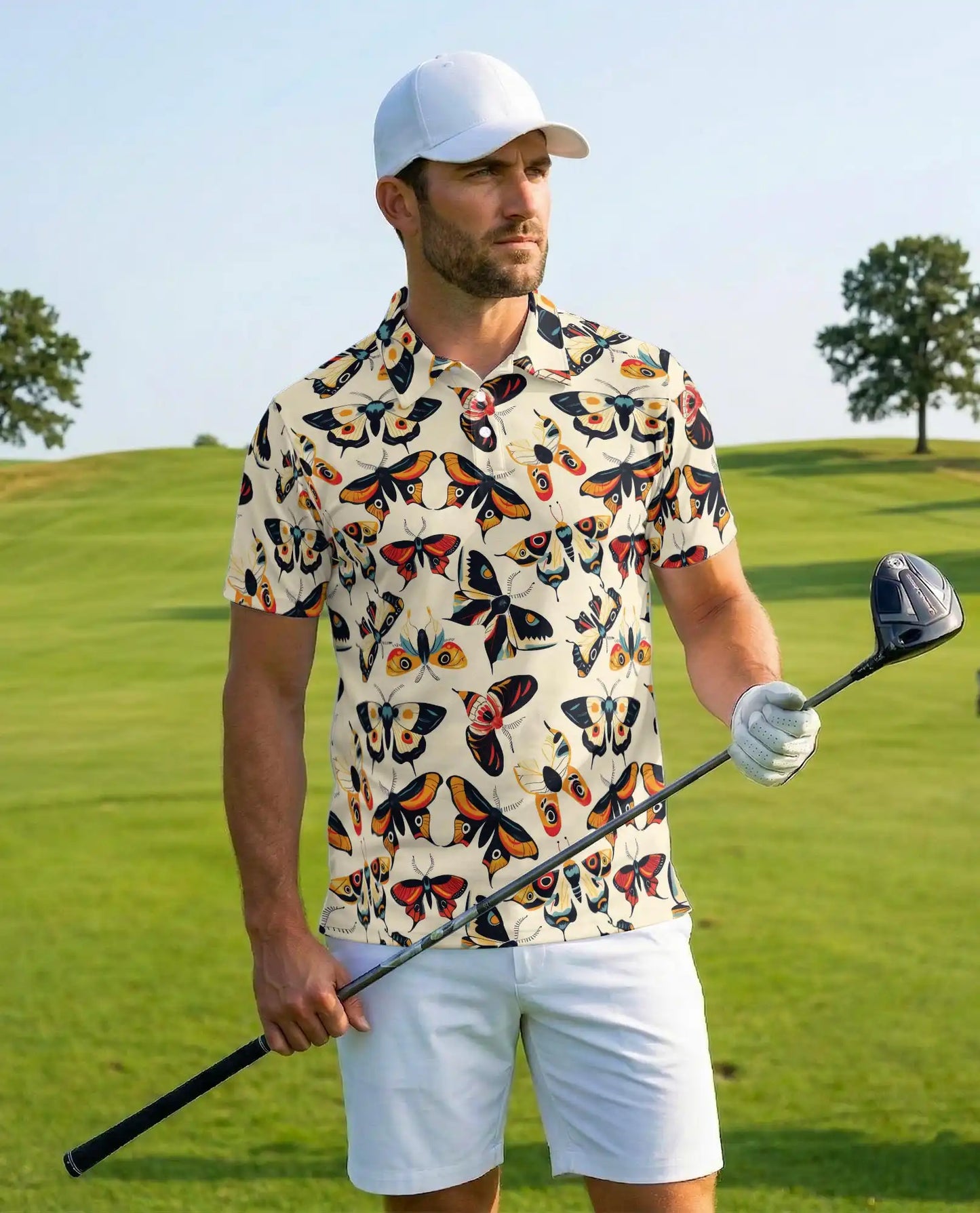 Vintage Moth Polo Shirt - Retro Butterfly Insect Style | Azhawaiian