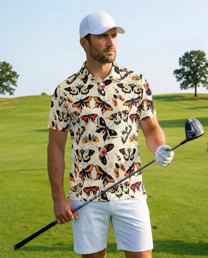 Vintage Moth Polo Shirt - Retro Butterfly Insect Style | Azhawaiian