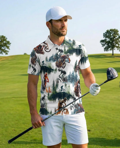 Mountain Biking Polo Shirt for Men, Outdoor Adventure Style | Azhawaiian
