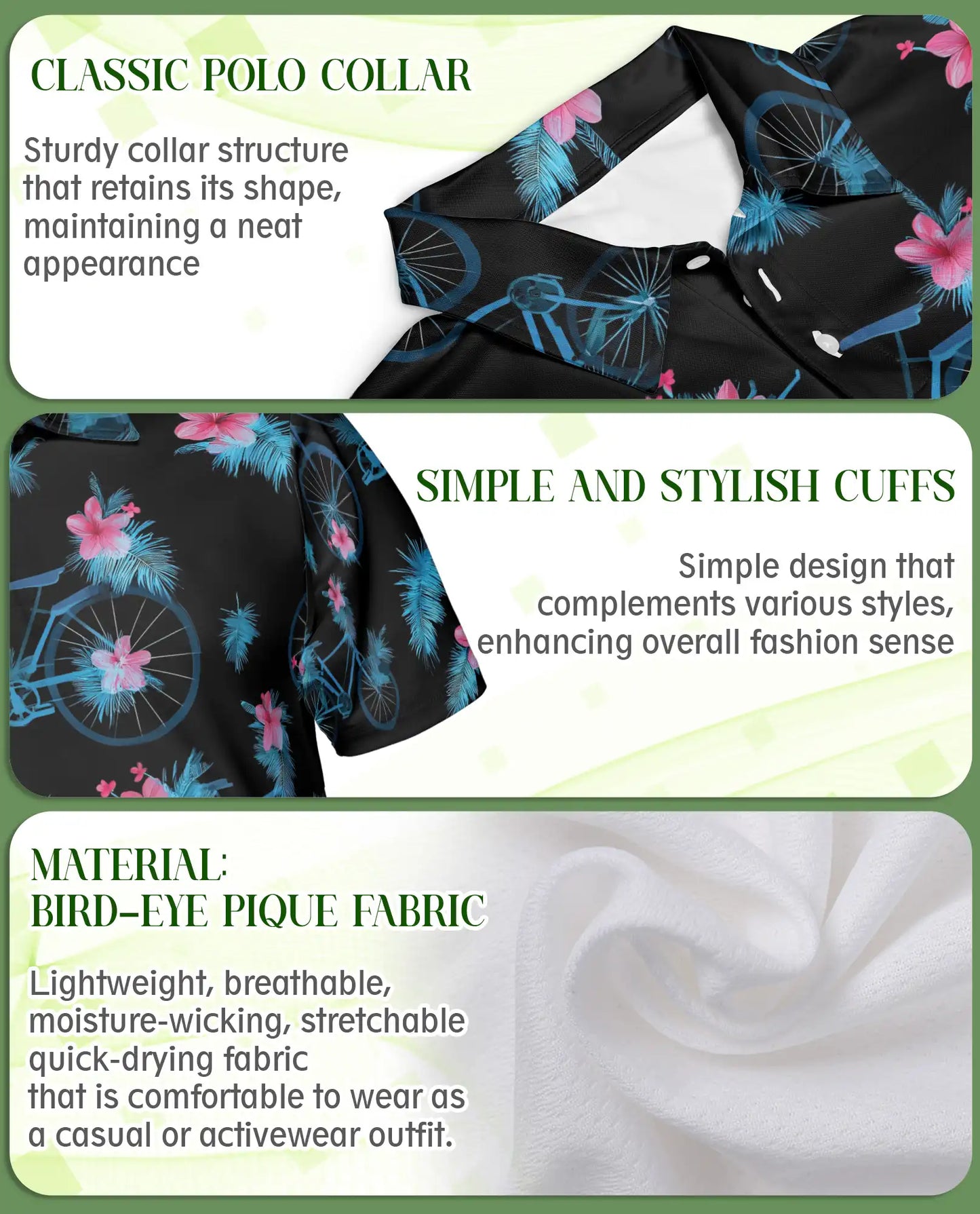 Bicycle Hawaiian Polo Shirt, Floral Summer Style | Azhawaiian