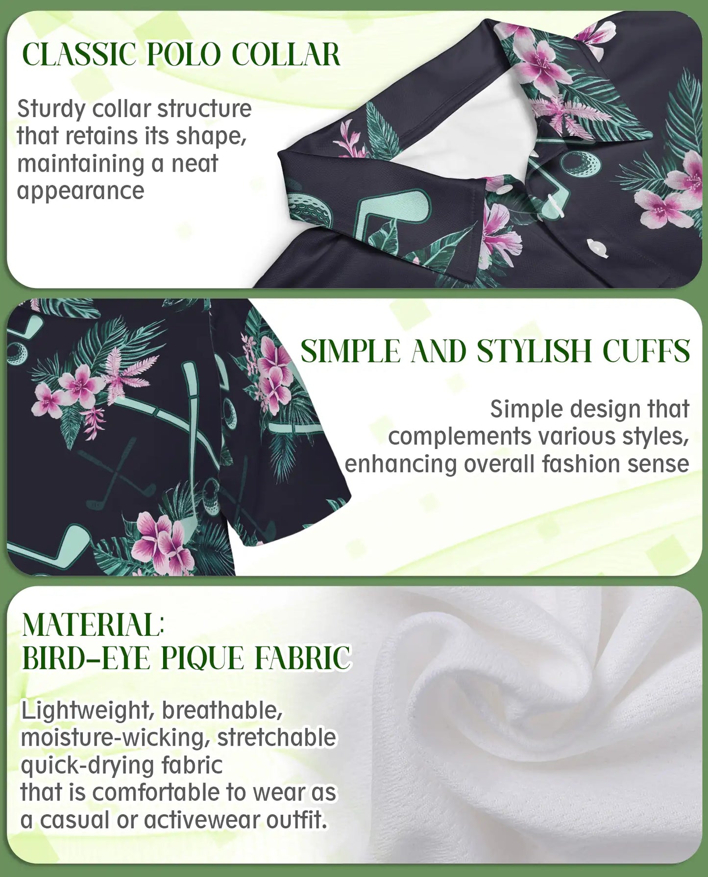 Golf Tropical Polo Shirt, Floral Fairway Print | Azhawaiian
