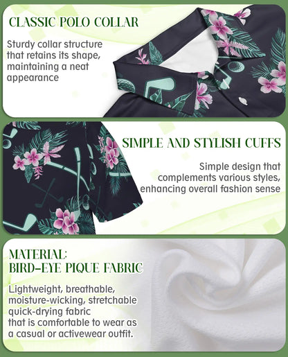 Golf Tropical Polo Shirt, Floral Fairway Print | Azhawaiian