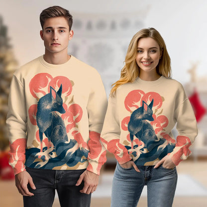 Japanese Fox Sweatshirt – Colorful Graphic 3D All Over Print Design