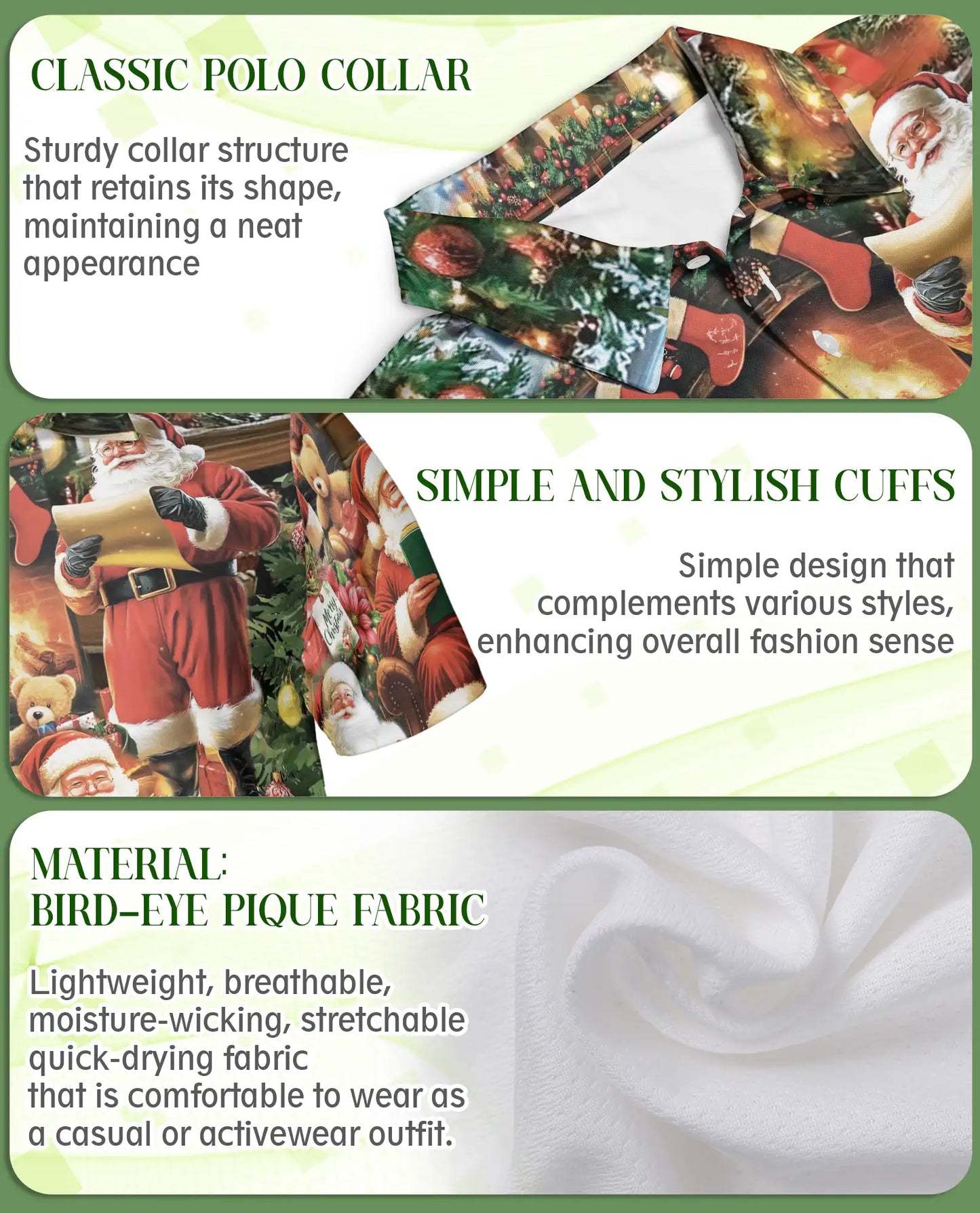 Santa Christmas Polo Shirt, Holiday Festive Style | Azhawaiian