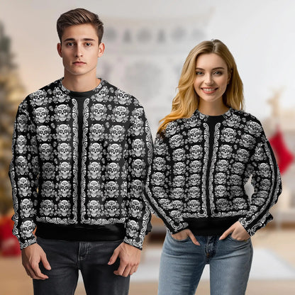 Sugar Skull Pattern Sweatshirt – Colorful Graphic 3D All Over Print Design