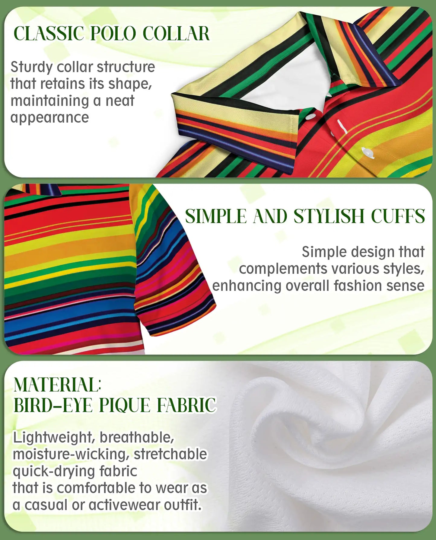 Colorful Striped 3D Polo Shirt for Men, Rainbow Retro Pattern Style | Azhawaiian