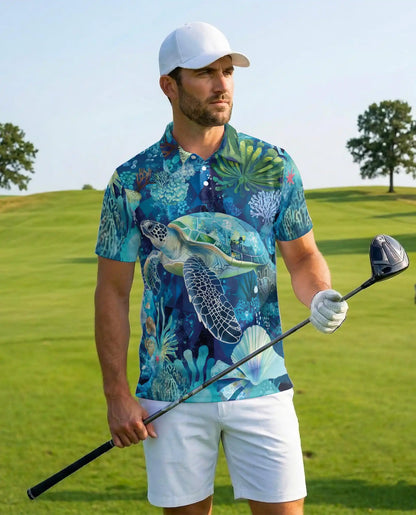 Sea Turtle Ocean Polo Shirt | Azhawaiian