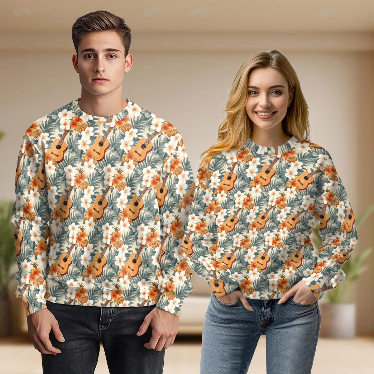 Tropical Pineapple Guitar Sweatshirt – Tropical 3D All Over Print Design