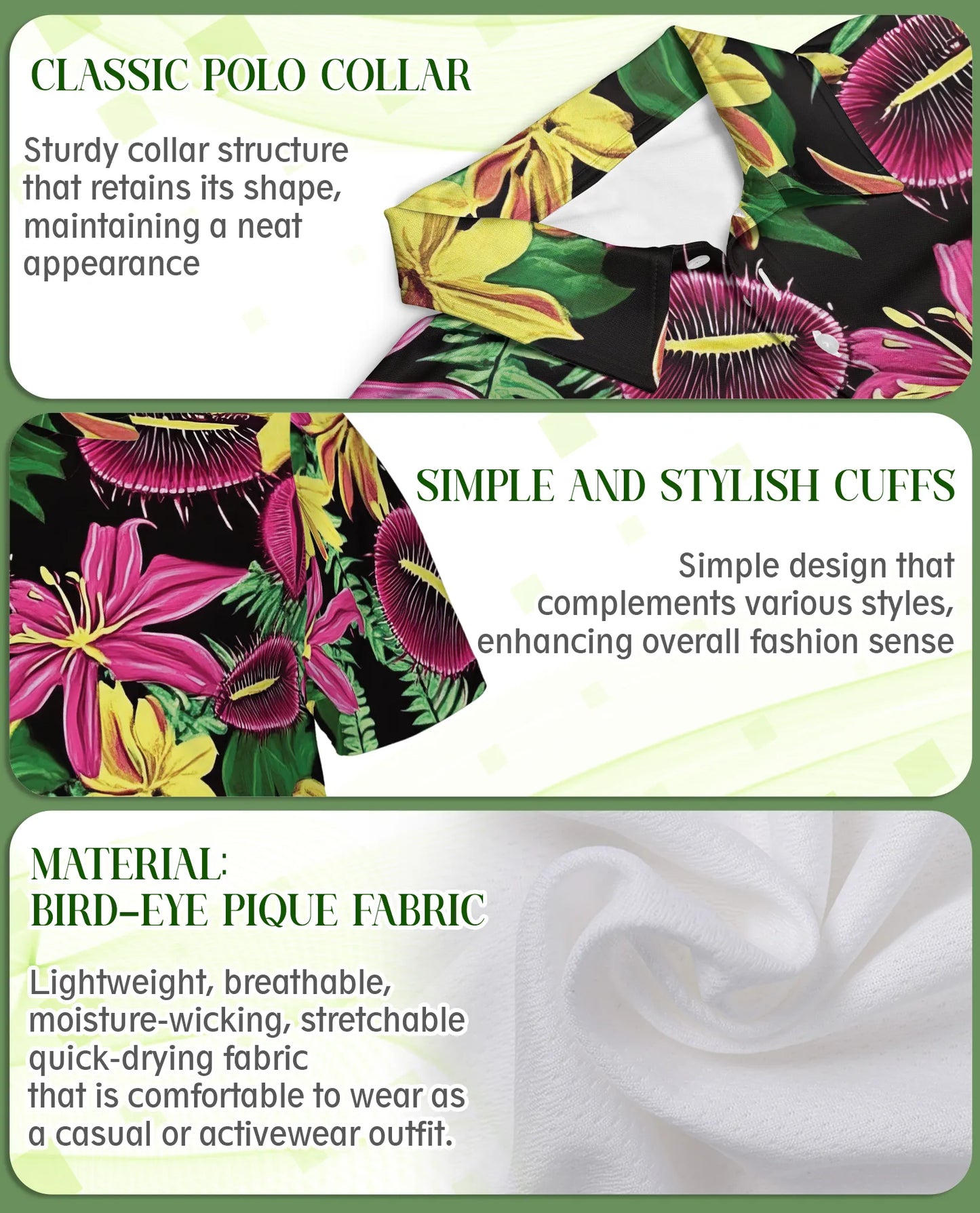Tropical Floral 3D Polo Shirt for Men, Exotic Jungle Flower Style | Azhawaiian