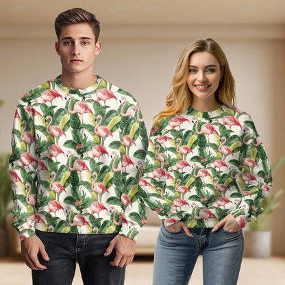 Exotic Jungle Flamingo Pattern Sweatshirt – Tropical Jungle 3D All Over Print Design