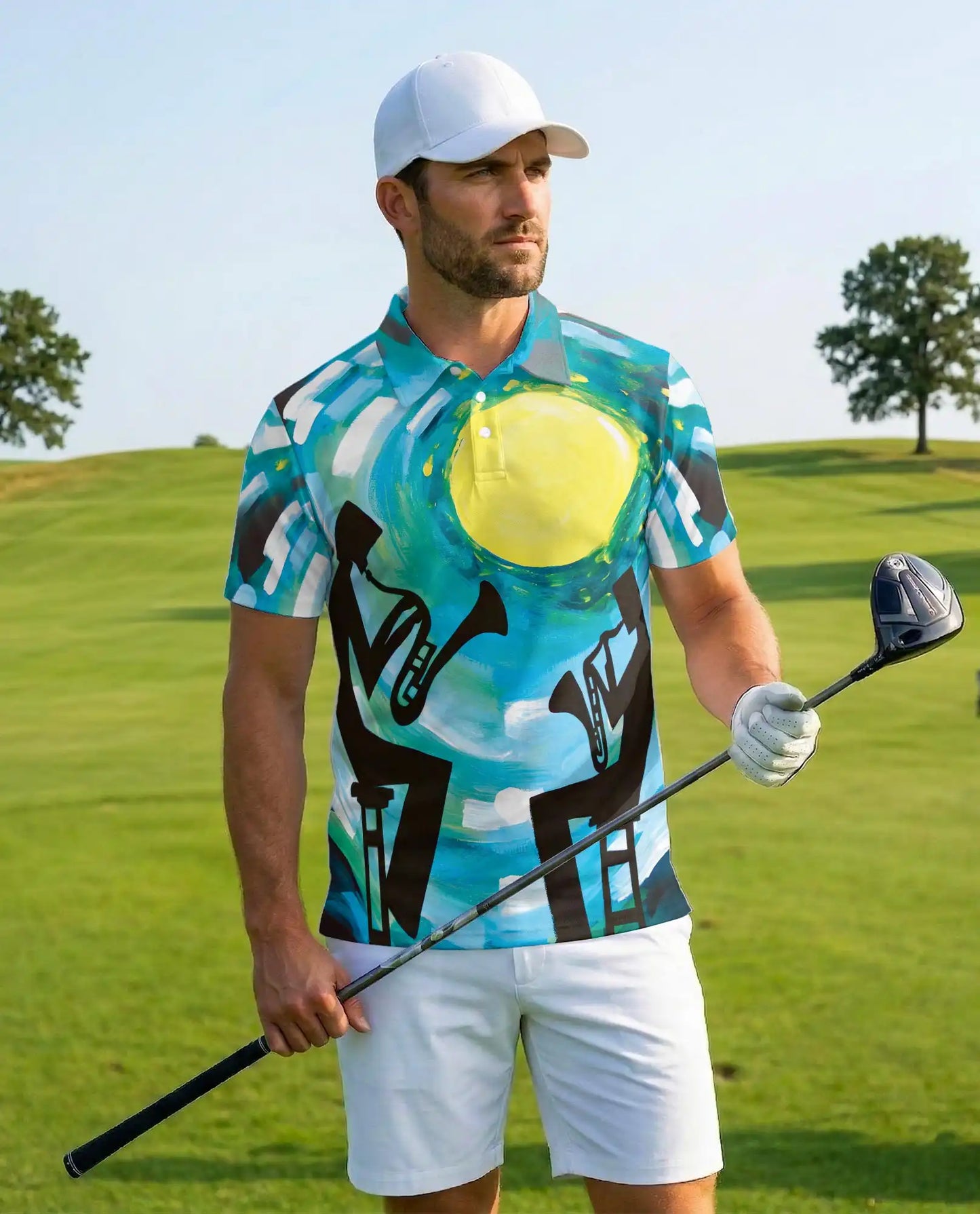 Jazz Trumpet Polo Shirt - Abstract Music Art Style | Azhawaiian