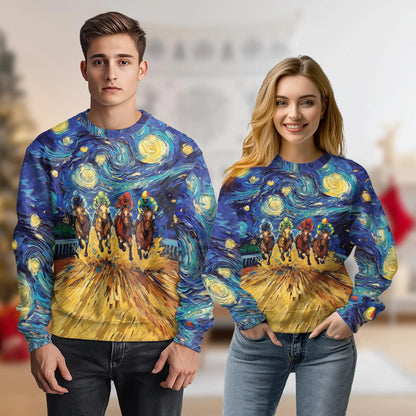 Horse Racing Sweatshirt – Colorful Graphic 3D All Over Print Design