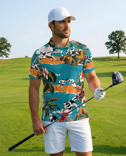 Wrestling Tropical Polo Shirt - Hawaiian Wrestler Beach Sports Design | Azhawaiian