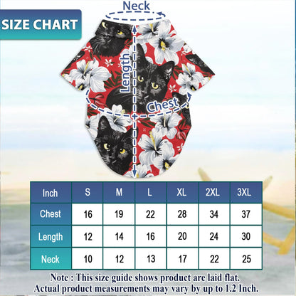 Black Cat Tropical Beach Matching Dog Owner Hawaiian Shirts, Funny Pet Aloha Shirt for Beach Vacation - Azhawaiian