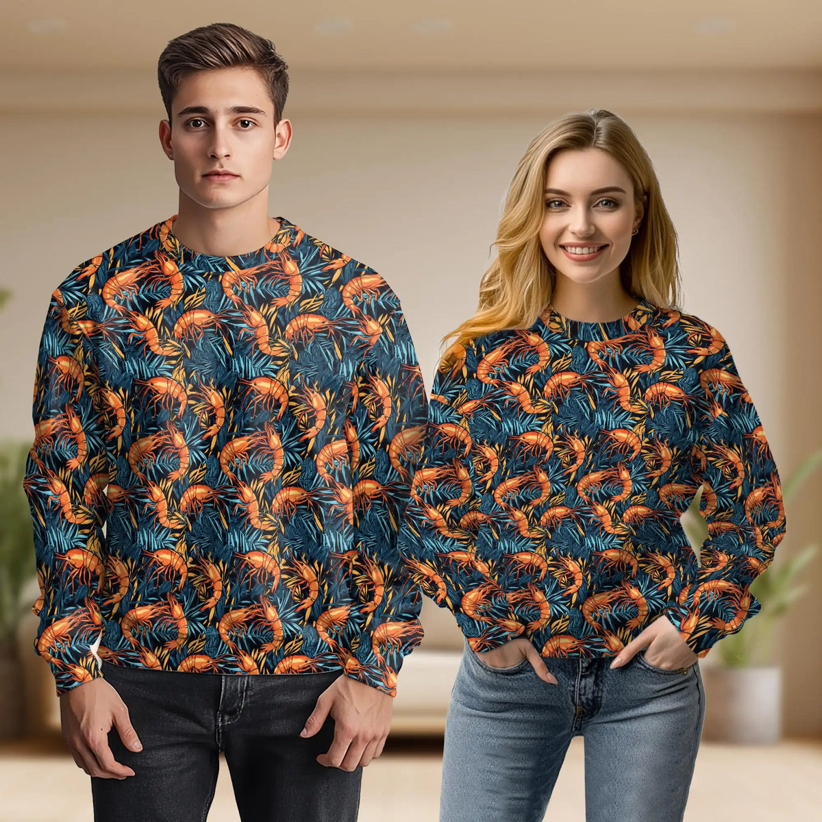 Tropical Shrimp Print Sweatshirt – Tropical 3D All Over Print Design