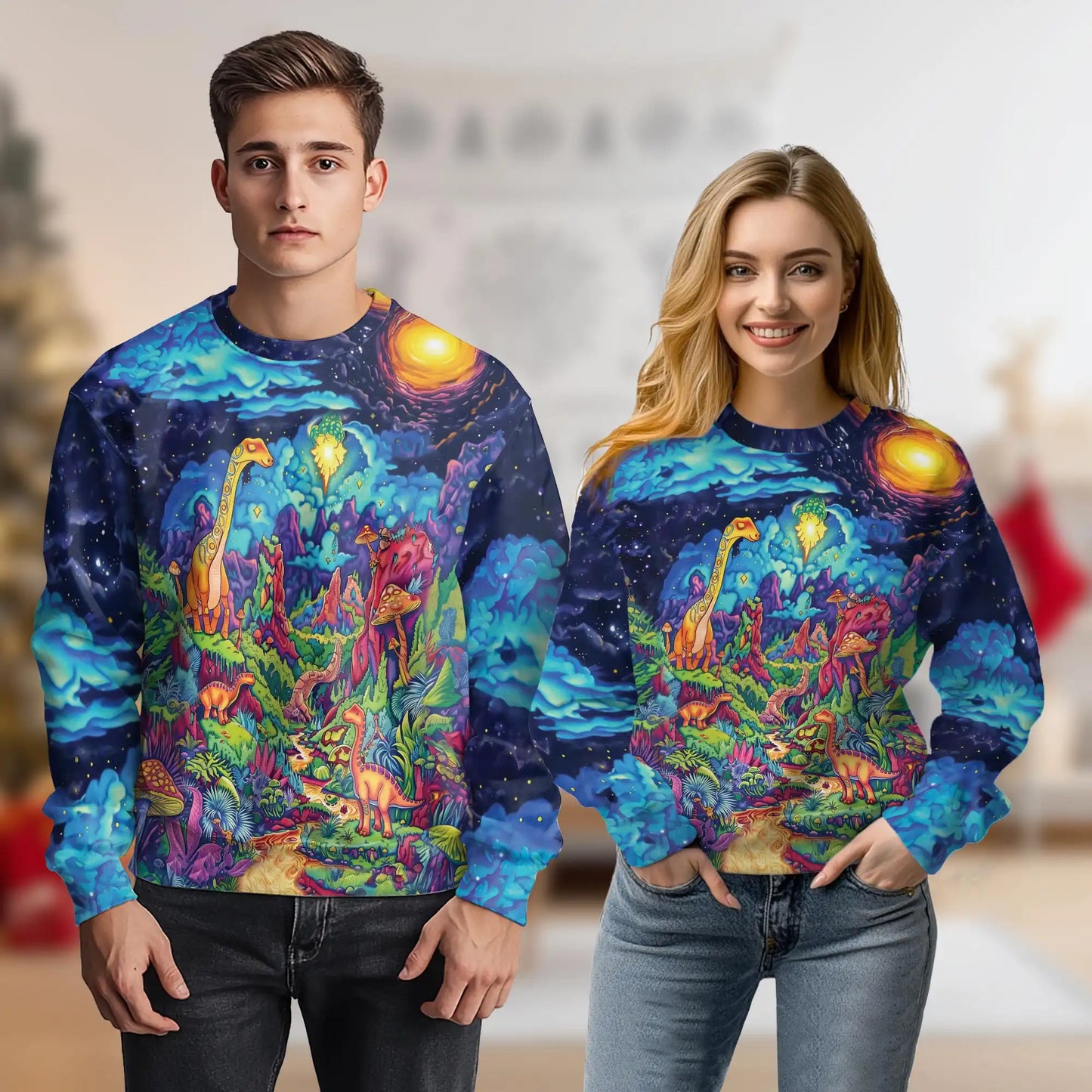 Colorful Dinosaur Sweatshirt – Colorful Graphic 3D All Over Print Design