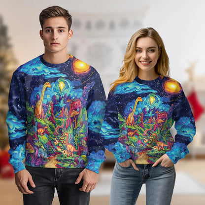 Colorful Dinosaur Sweatshirt – Colorful Graphic 3D All Over Print Design