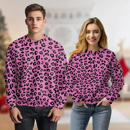 Pink Leopard Print Sweatshirt – Colorful Graphic 3D All Over Print Design