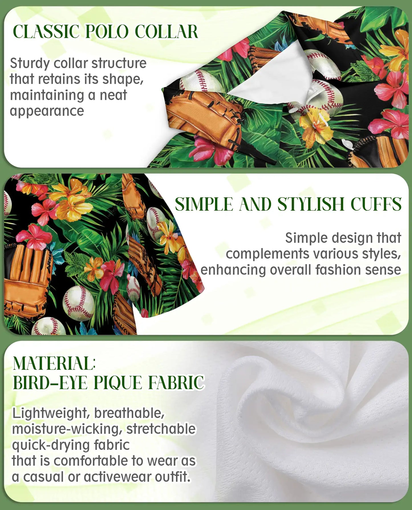 Baseball Hawaiian Polo Shirt, Floral Summer Style | Azhawaiian
