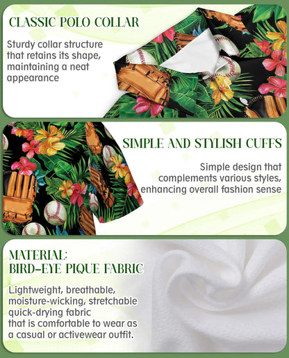 Baseball Hawaiian Polo Shirt, Floral Summer Style | Azhawaiian
