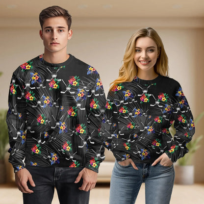 Simple Hockey Tropical Black Sweatshirt – Tropical 3D All Over Print Design