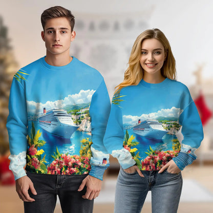Cruise Ship Sweatshirt – Colorful Graphic 3D All Over Print Design