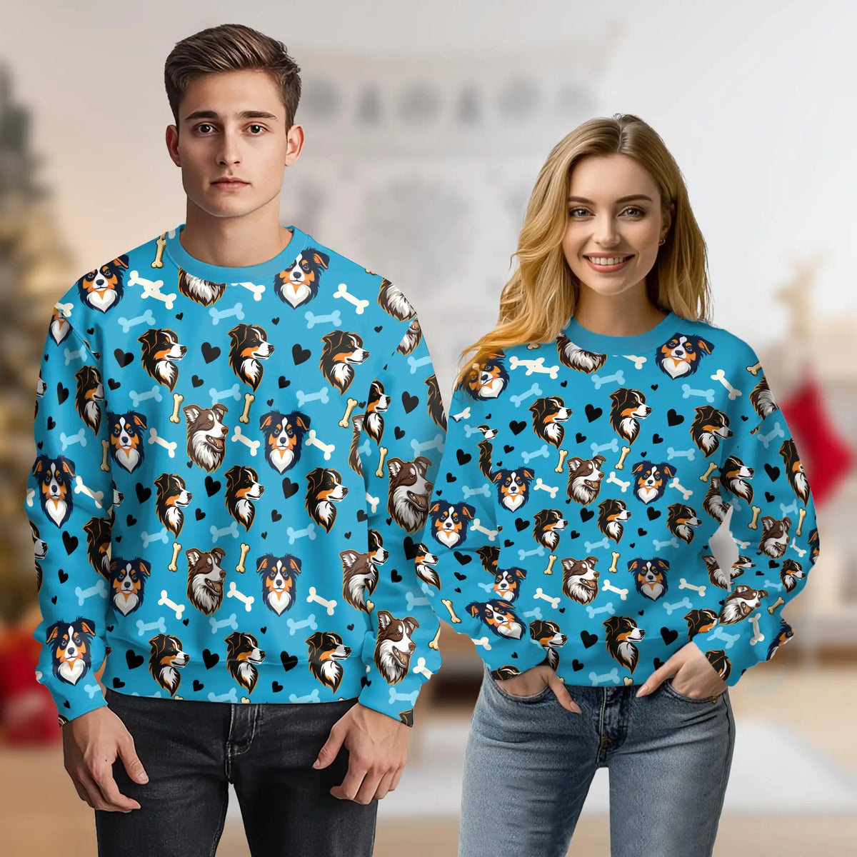Australian Shepherd Sweatshirt – Colorful Graphic 3D All Over Print Design