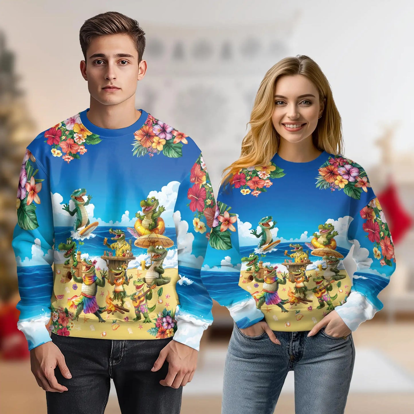 Crocodile Alligator Beach Sweatshirt – Tropical 3D All Over Print Design