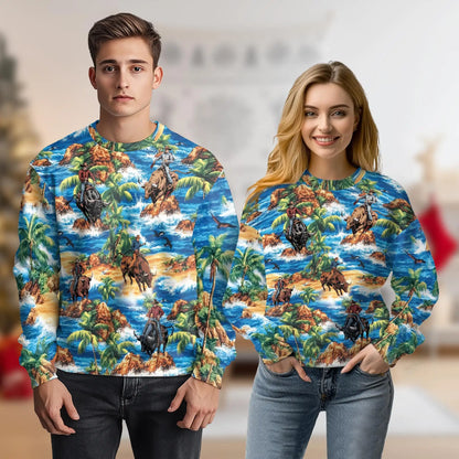 Bull Riding Beach Sweatshirt – Tropical 3D All Over Print Design