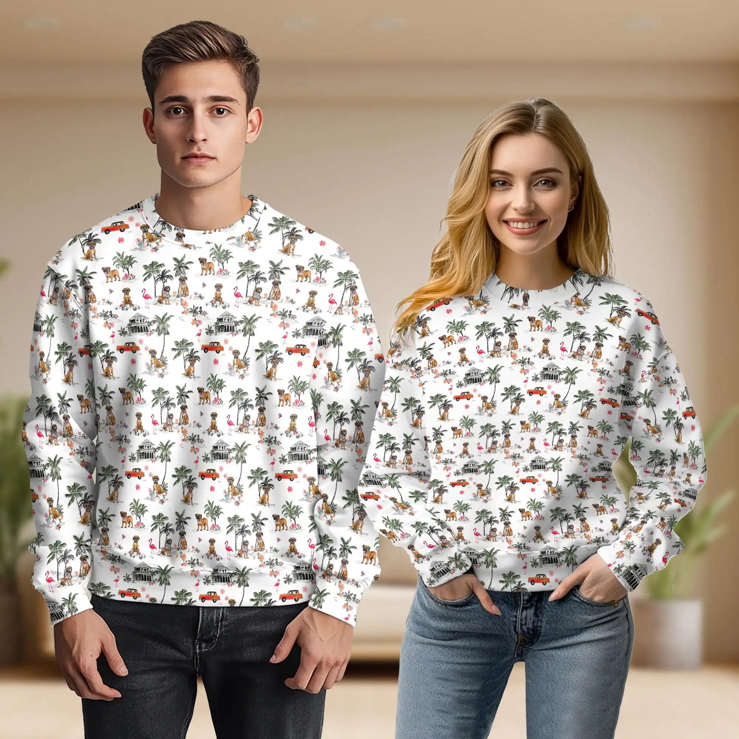 Boxer Beach Retro Sweatshirt – Vintage 3D All Over Print Design