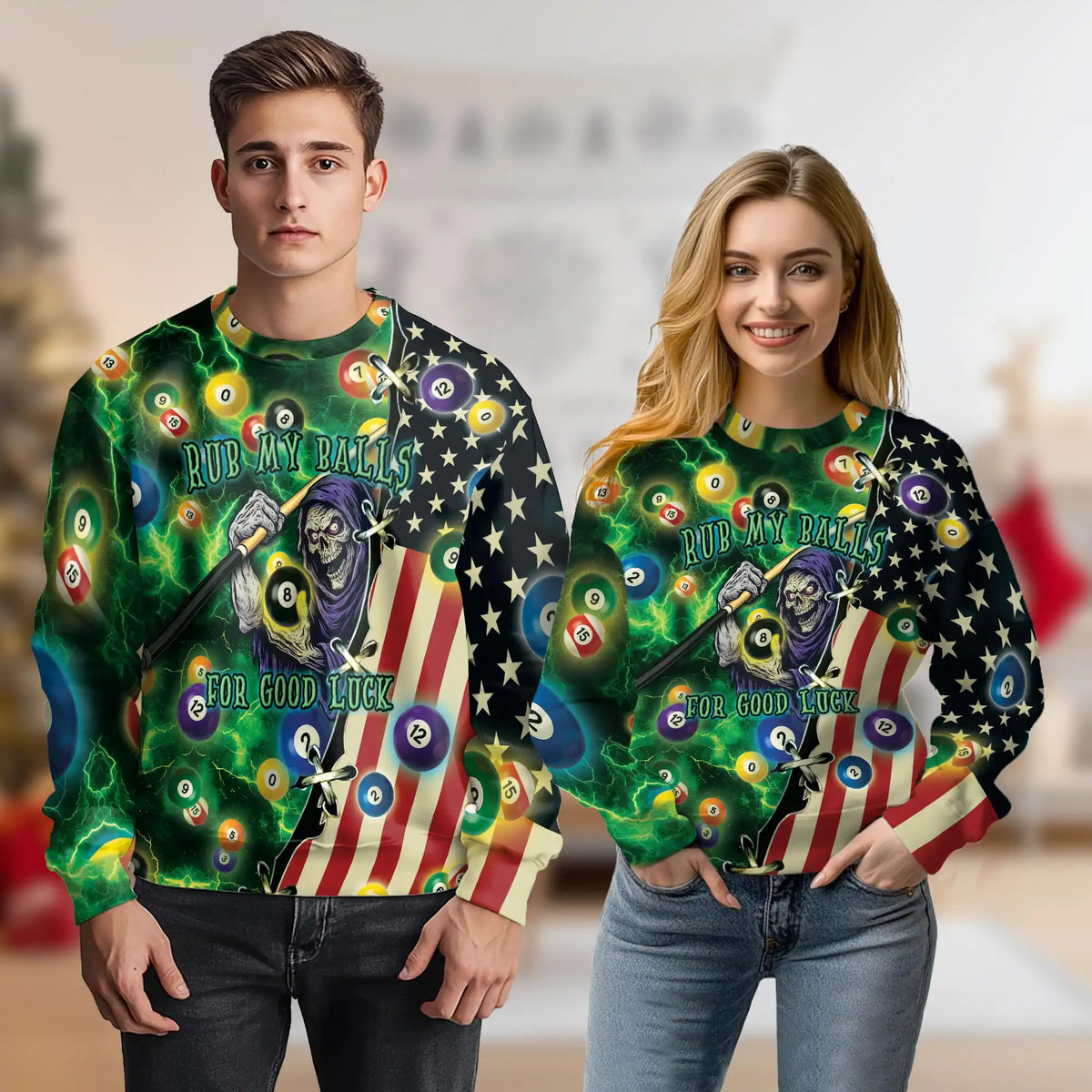 Rub My Balls for Good Luck Billiard Sweatshirt – Colorful Graphic 3D All Over Print Design